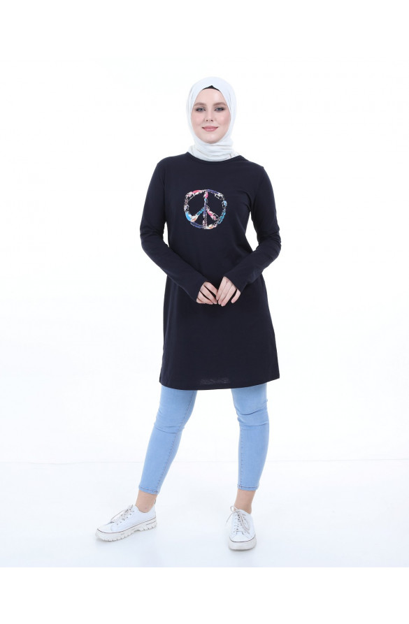 BASKILI BASİC TUNİK 6020 LACİVERT